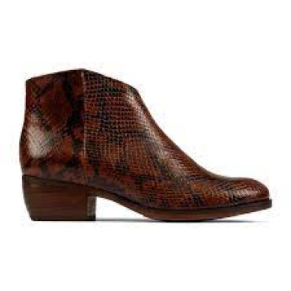 CLARKS  NEW  Mila Myth Brown Leather Snake Print Women's Bootie Size 7